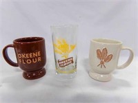Okeene Flour Glass Cup 100 Year & (2) Frankoma
