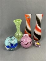 Art Glass Vases with Paperweight