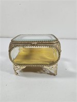 Vintage French Ormolu  Glass Casket  Jewelry /