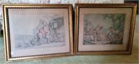 2 French color engraving prints