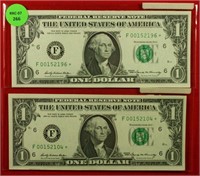 (2) 1969 $1 F Star Notes CU+