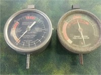 2 vintage gauges an engine vacuum fuel pump