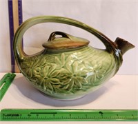 McCoy pottery green brown daisy teapot