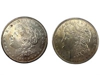 (2) 1921 AU Morgan Silver dollars