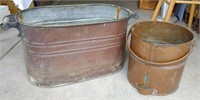 Antique Firewood Bin & Copper Bucket