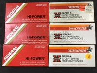 6 boxes of 38 cal ammo, Winchester & federal,