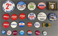24pc 1980s-90s US Political Pins w/ Repros