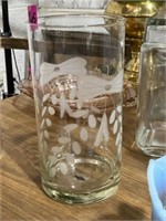 Etched glass vase 8in marked CGVC