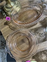 Pink depression glass tray dishes