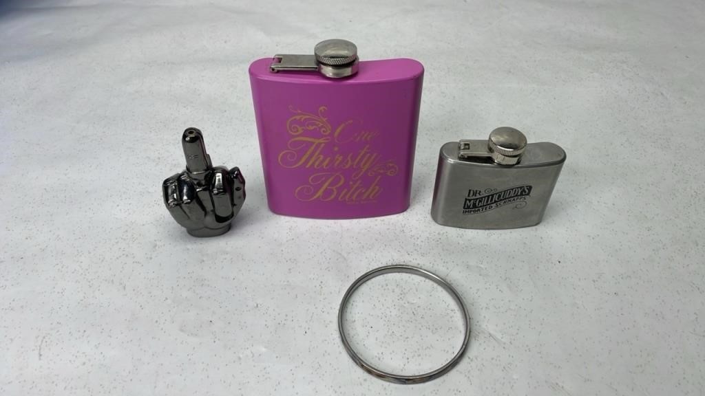 Engraved flasks lighter and bracelet