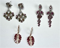 Elegant Ladys Sterling Silver Multi-Color Earrings