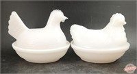 2 Hen On Nest Covered Candy Dishes