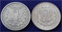 2 Morgan Silver Dollar Coins