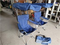 2 Blue Shade Top Folding Camp Chairs #Broken Shade