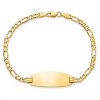 14 Kt-Semi-Solid Oval ID Figaro Bracelet