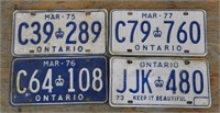 4 vintage Ontario licence plates