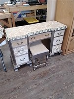 Small vintage desk with stool