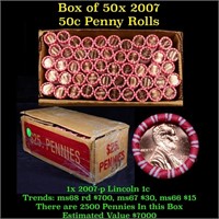 *Highlight* 50 Rolls of 2007-p Lincoln 1c 2500 coi