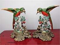 Pair Vintage Ormolu Brass & Porcelean Figurines**