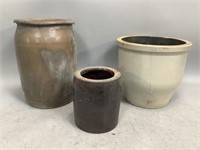 Three Vintage Stoneware Crocks