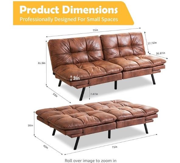 Brown Leather Futon