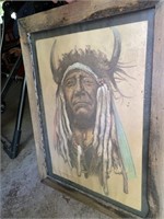 Framed Pic Chief 2 Moons Cheyenne 24" x 32"