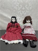 Porcelain doll and china head doll