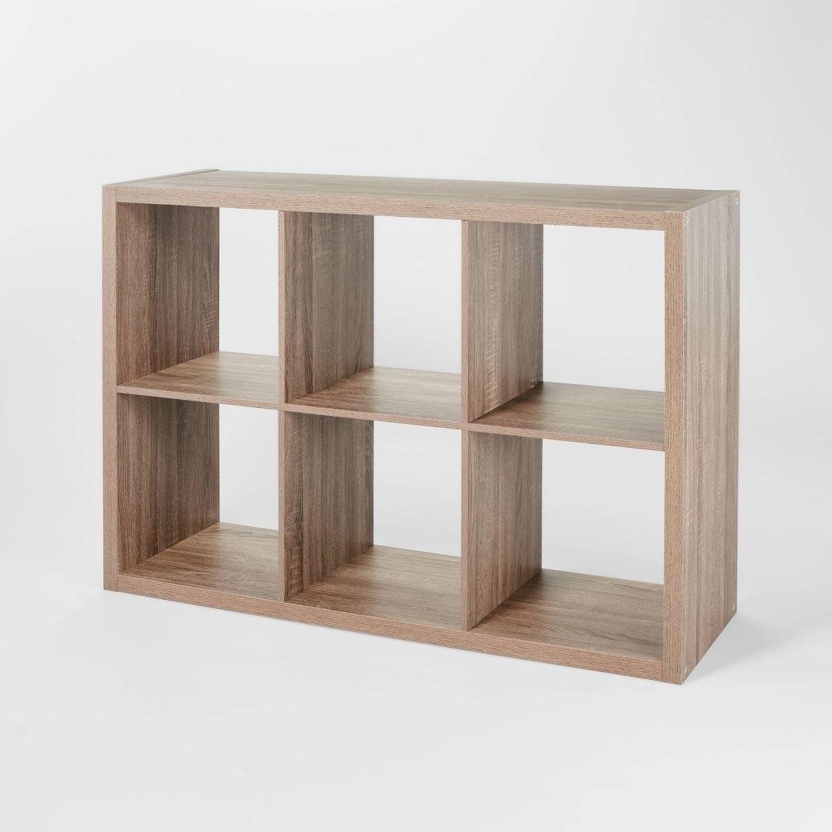 6 cube organizer shelf - weathered gray