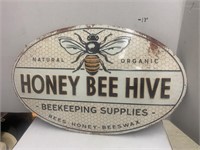 Metal Honey Bee Hive Sign