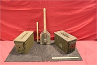 2 Military Ammo boxes & Military Entrenching Tool