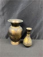 Matching Urn Vase Etched Brass
