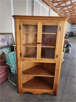 Vintage Corner Curio Cabinet- Oak