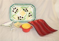 Clay art 15" serving tray, 3 section tray 12" & 3
