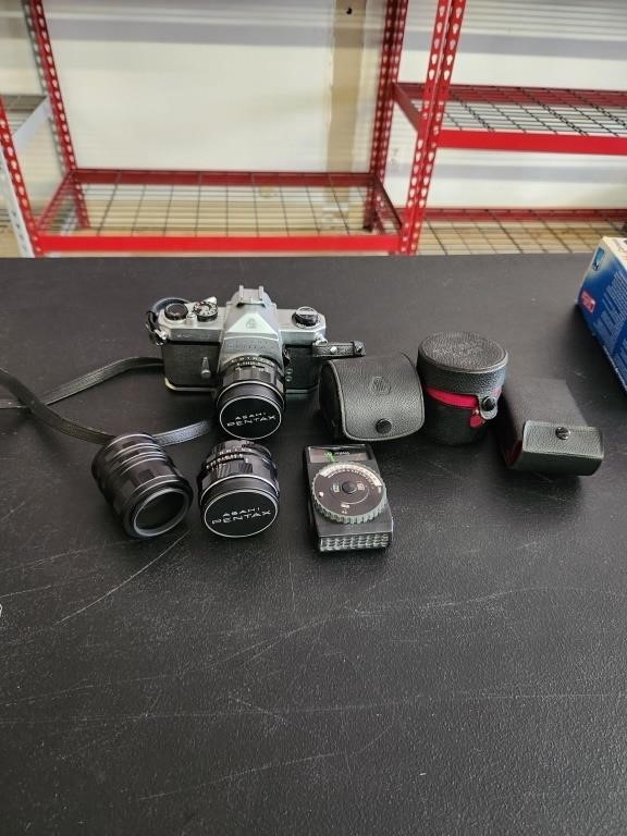Asahi Pentax Camera w/ (2) Lenses & Flash