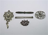 5 Vintage Sterling Pins