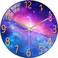 Lafocuse 12 Inch Silent Non-Ticking Glass Galaxy