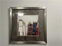 Framed City Scape Abstract Art - 20 x 20