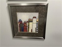 Framed City Scape Abstract Art - 20 x 20