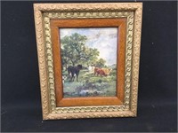 Antique oak frame w/print