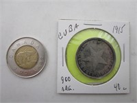 1-40 cents Cuba 1915 .900 argent