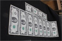 Lot of 10 UNC Consecutive $2 Bank Notes