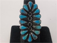 Sterling Silver & Turquoise Ring 12.6gr TW Size 8