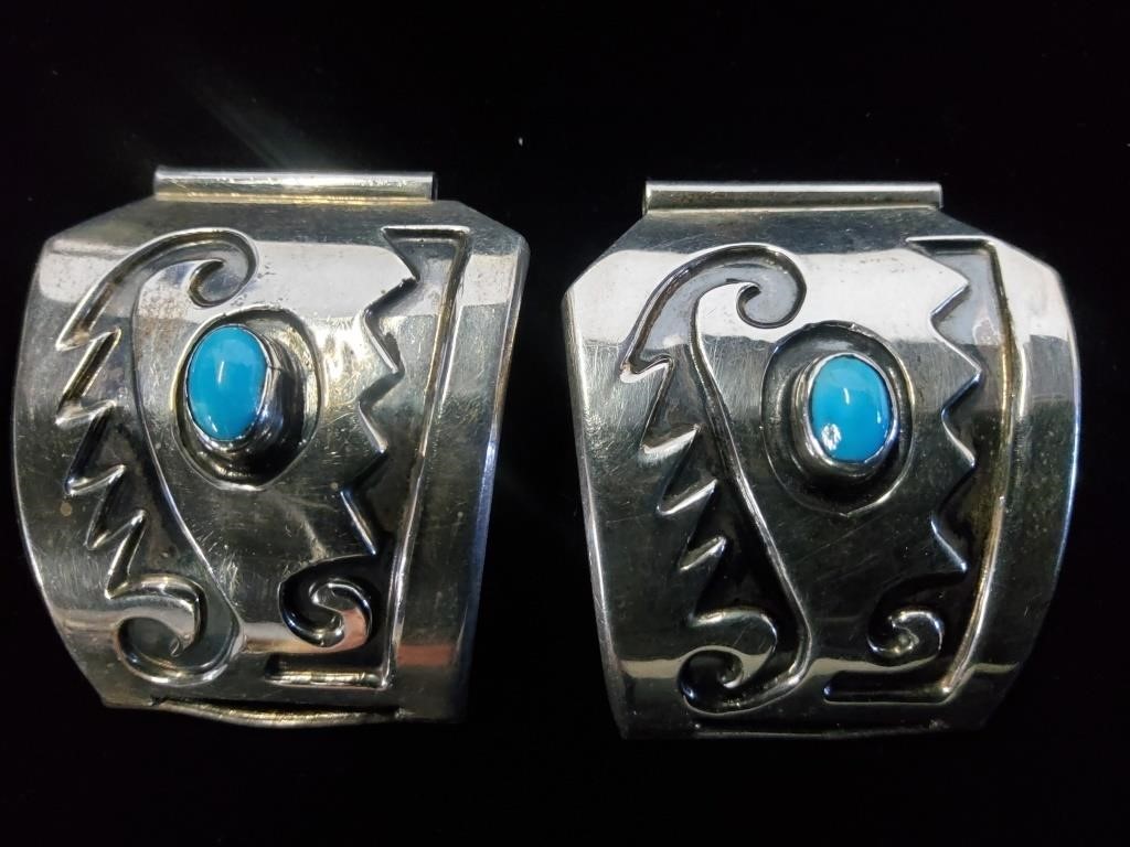Sterling Silver & Turquoise Watch Tips 24.6gr TW