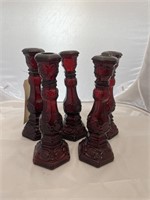 5 Avon Ruby Red Candle Sticks