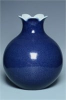 A SNOWFLAKE BLUE VASE QIANLONG MARK AND PERIOD