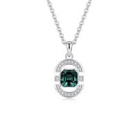 Sterling Silver Emerald Crystal Necklace