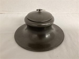 Antique Metal Ink Well with Porcelain Insert