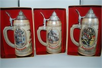 3 Budweiser Collector Steins in Tin Boxes