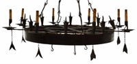 GOTHIC STYLE WROUGHT IRON EIGHT-LIGHT CHANDELIER