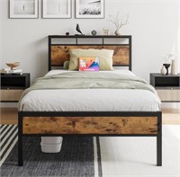 ZGEHCO, TWIN SIZE BED FRAME WITH WOOD HEADBOARD